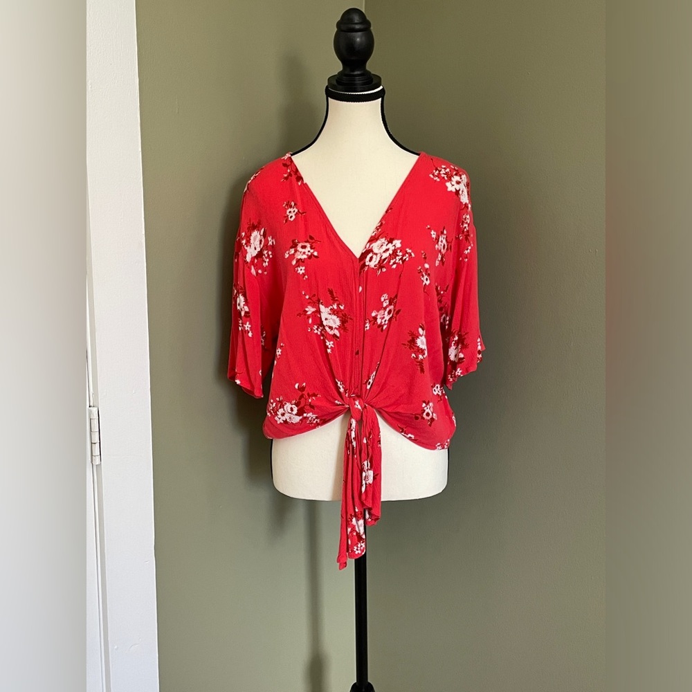 Red Floral Blouse